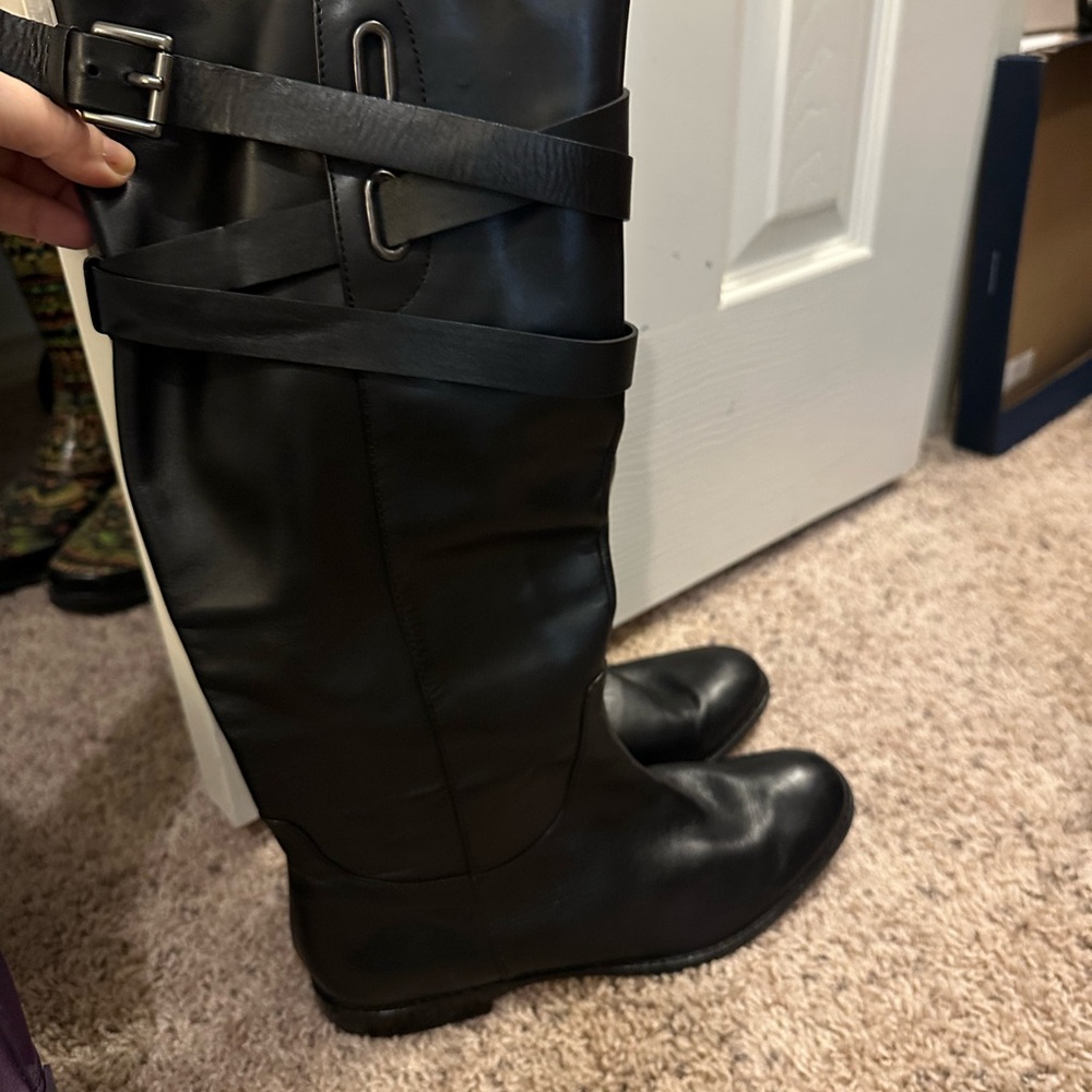 Coach Cayden Smooth Nappa pull on black leather boots size 10